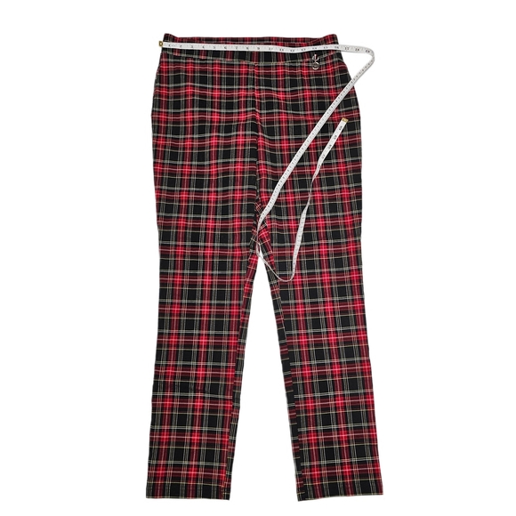 Tommy Hilfiger Women's Plaid Ankle Length Pants in Red and Black Size 12 - Picture 5 of 10
